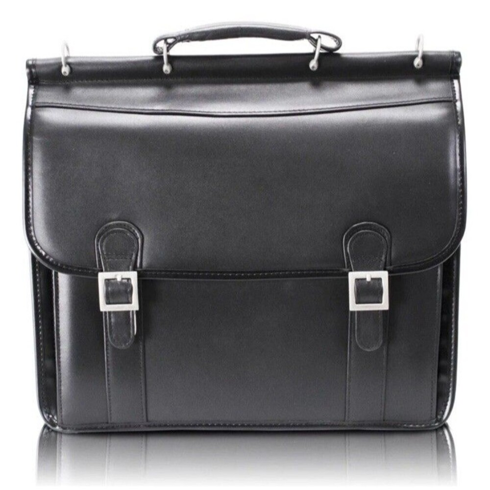 McKlein 15” Halsted Leather Double Compartment Laptop Briefcase Bag